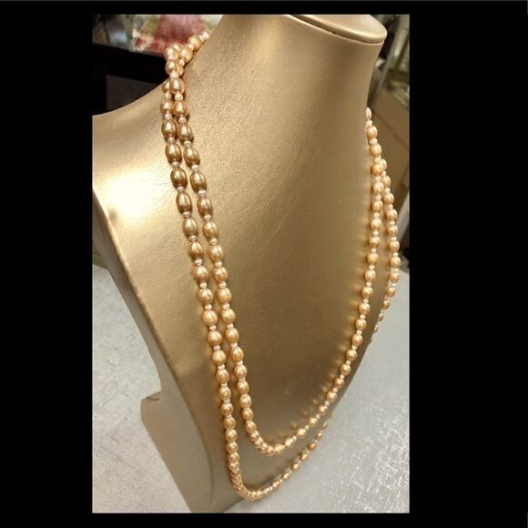 Honora 60" Long Pearl Necklace with 14k yellow gold Clasp - Picture 3 of 4